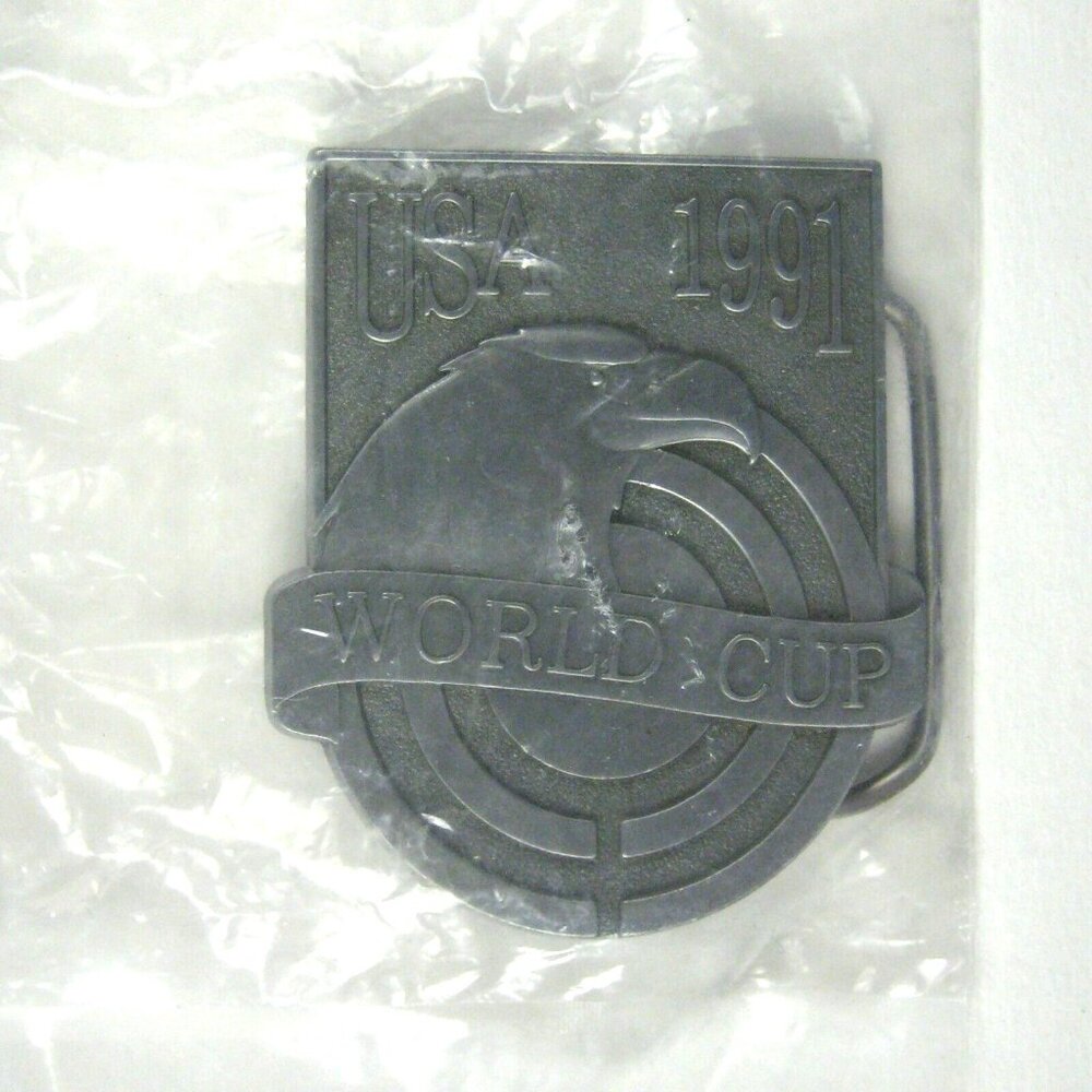 Belt Buckle World Cup USA Vintage 1991 Silvertone USA Eagle Soccer Silver Tone